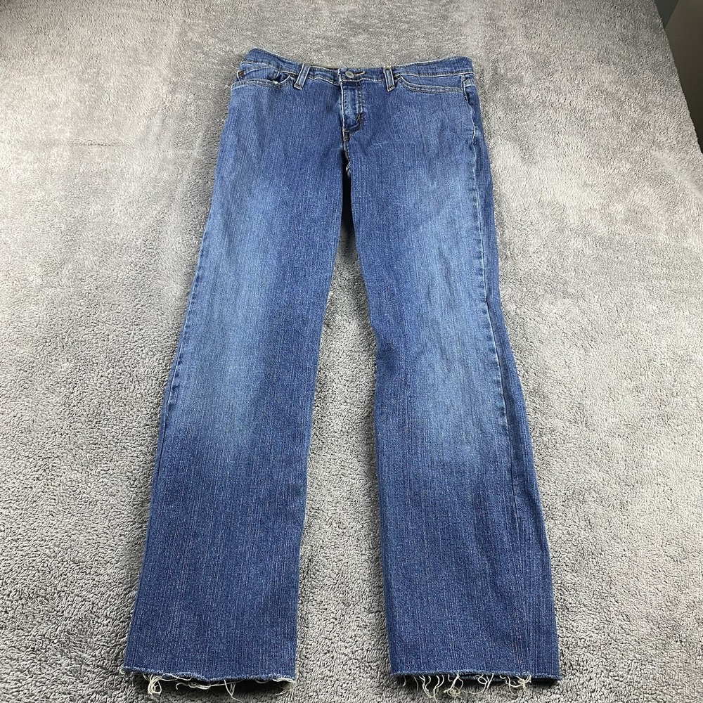 Levis 518 Superlow Bootcut Junior 11 Blue Medium Wash Raw Hem Low Rise